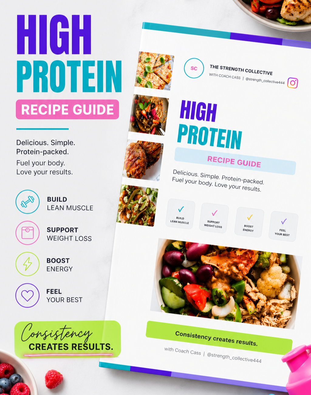 Preview of the free High Protein Recipe Guide nutrition ebook